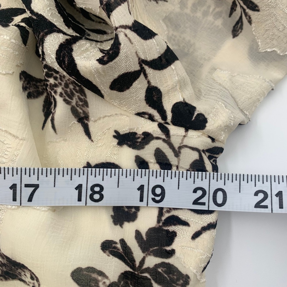 Anne Klein Dress 14 NWT Tiered Midi Maxi Cream Black Floral Bird Print Boho LS - Picture 7 of 16
